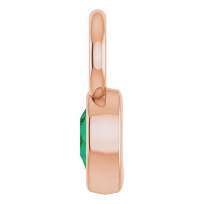 Lab-Grown Emerald Hoop Dangle, 6.17 mm x 11.7 mm