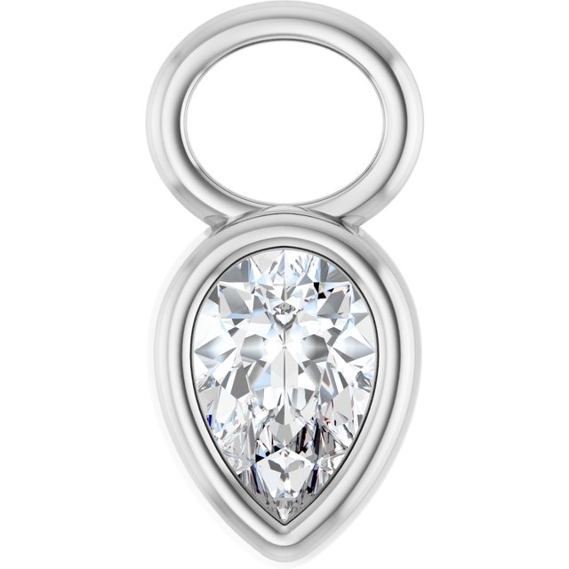 Platinum 1/3 CT Natural Diamond Bezel Set Hoop Dangle
