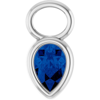 Platinum Lab-Grown Sapphire Bezel-Set Hoop Dangle, 6.17 mm x 11.7 mm