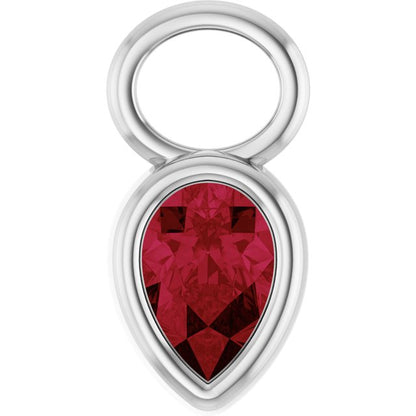 Lab-Grown Ruby Bezel-Set Hoop Dangle, 6.17 mm x 11.7 mm