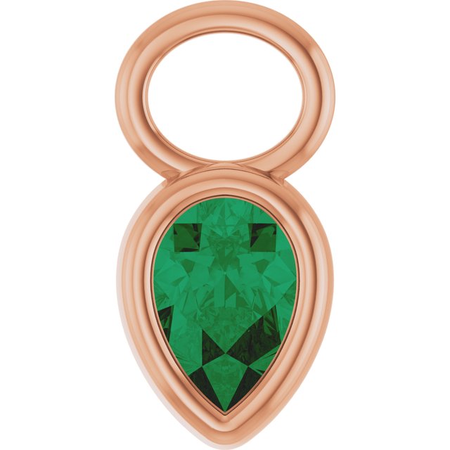 Lab-Grown Emerald Hoop Dangle, 6.17 mm x 11.7 mm