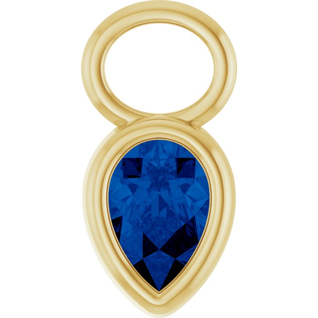 Lab-Grown Blue Sapphire Hoop Dangle, 6.17 mm x 11.7 mm