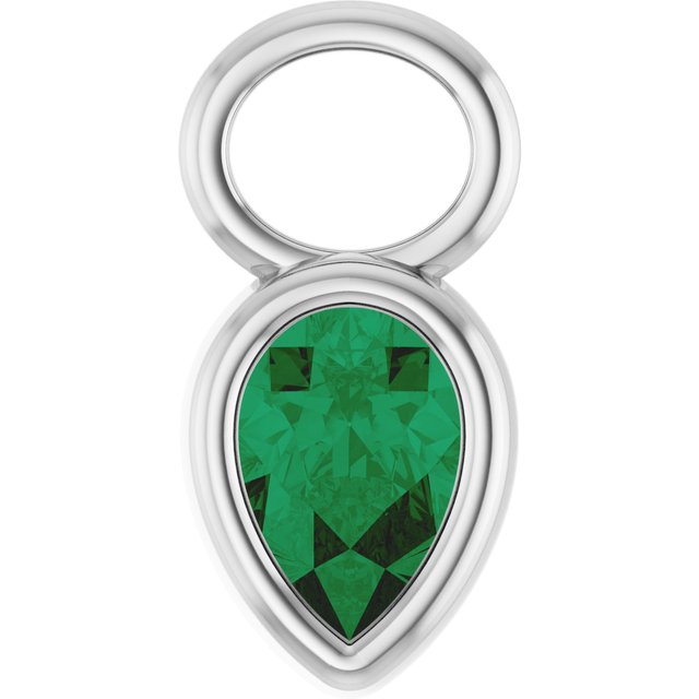 Lab-Grown Emerald Hoop Dangle, 6.17 mm x 11.7 mm