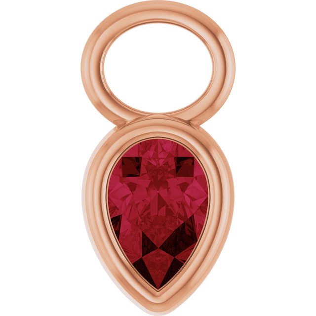 Lab-Grown Ruby Hoop Dangle, 6.17 mm x 11.7 mm