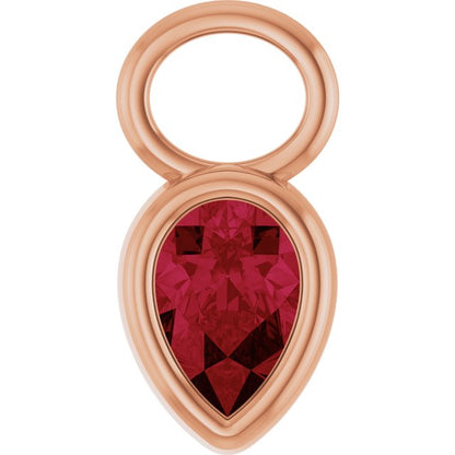 Lab-Grown Ruby Hoop Dangle, 6.17 mm x 11.7 mm