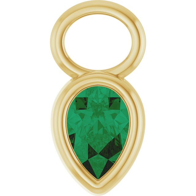 Lab-Grown Emerald Bezel-Set Hoop Dangle, 6.17 mm x 11.7 mm