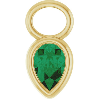 Lab-Grown Emerald Bezel-Set Hoop Dangle, 6.17 mm x 11.7 mm