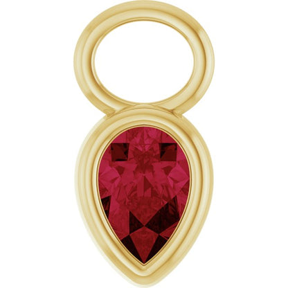 Lab-Grown Ruby Bezel-Set Hoop Dangle, 6.17 mm x 11.7 mm
