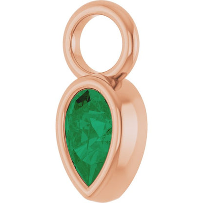 Lab-Grown Emerald Hoop Dangle, 6.17 mm x 11.7 mm