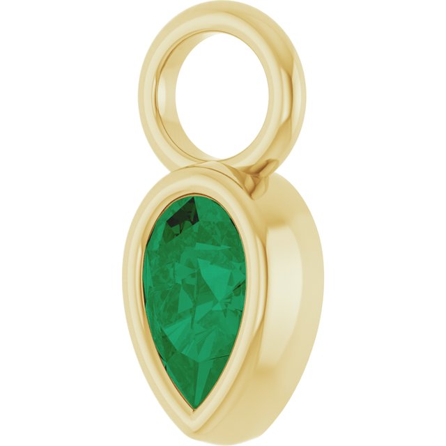 Lab-Grown Emerald Bezel-Set Hoop Dangle, 6.17 mm x 11.7 mm