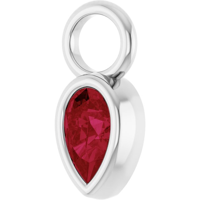 Lab-Grown Ruby Hoop Dangle, 6.17 mm x 11.7 mm