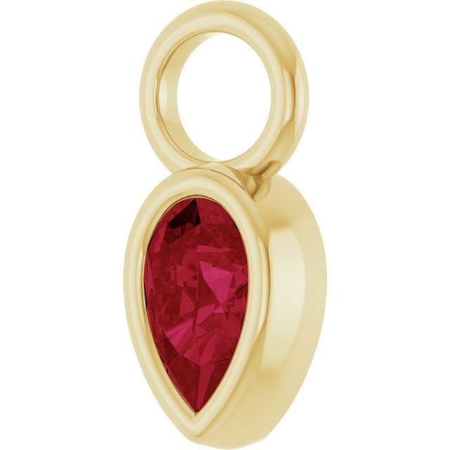 Lab-Grown Ruby Bezel-Set Hoop Dangle, 6.17 mm x 11.7 mm