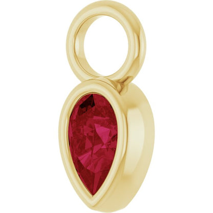 Lab-Grown Ruby Bezel-Set Hoop Dangle, 6.17 mm x 11.7 mm