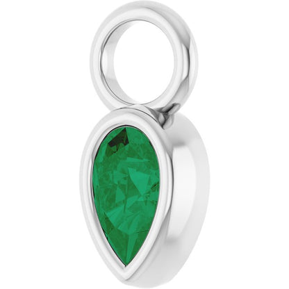 Lab-Grown Emerald Bezel-Set Hoop Dangle, 6.17 mm x 11.7 mm