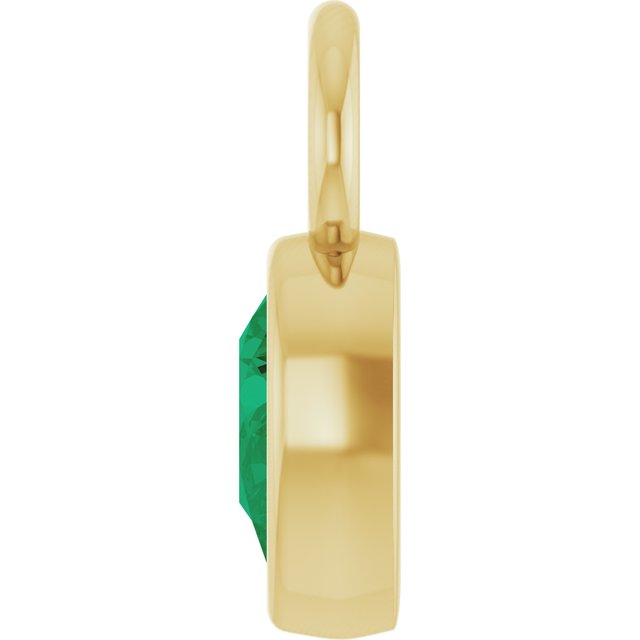 Lab-Grown Emerald Bezel-Set Hoop Dangle, 6.17 mm x 11.7 mm