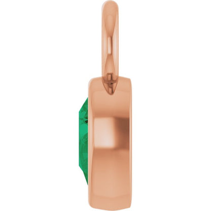 Lab-Grown Emerald Hoop Dangle, 6.17 mm x 11.7 mm