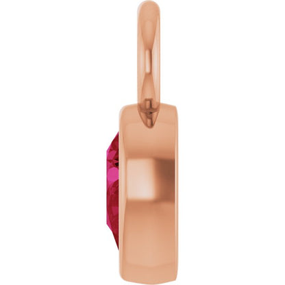 Lab-Grown Ruby Hoop Dangle, 6.17 mm x 11.7 mm