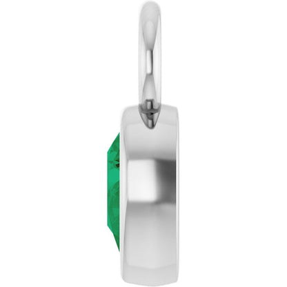 Lab-Grown Emerald Hoop Dangle, 6.17 mm x 11.7 mm