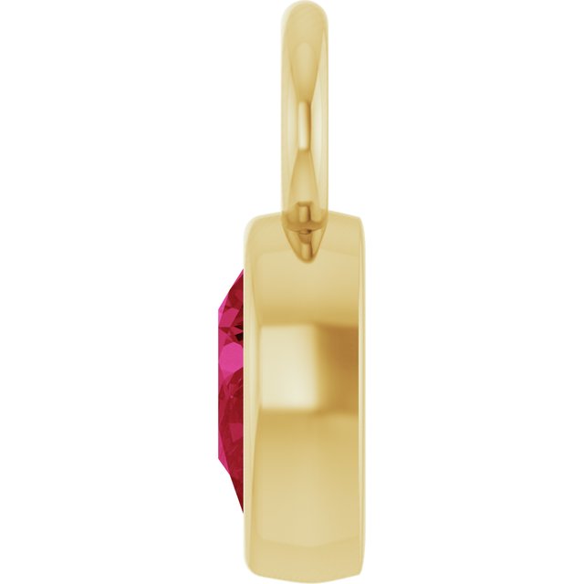 Lab-Grown Ruby Bezel-Set Hoop Dangle, 6.17 mm x 11.7 mm