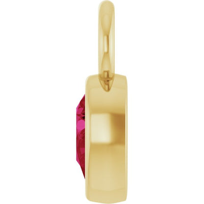 Lab-Grown Ruby Bezel-Set Hoop Dangle, 6.17 mm x 11.7 mm