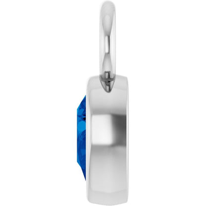 Lab-Grown Blue Sapphire Hoop Dangle, 6.17 mm x 11.7 mm