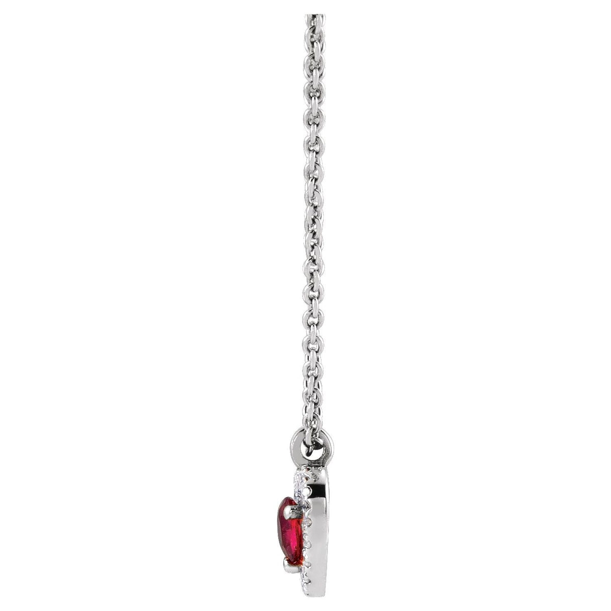 14K White Gold Natural Ruby & .06 CTW Natural Diamond Heart 18" Necklace