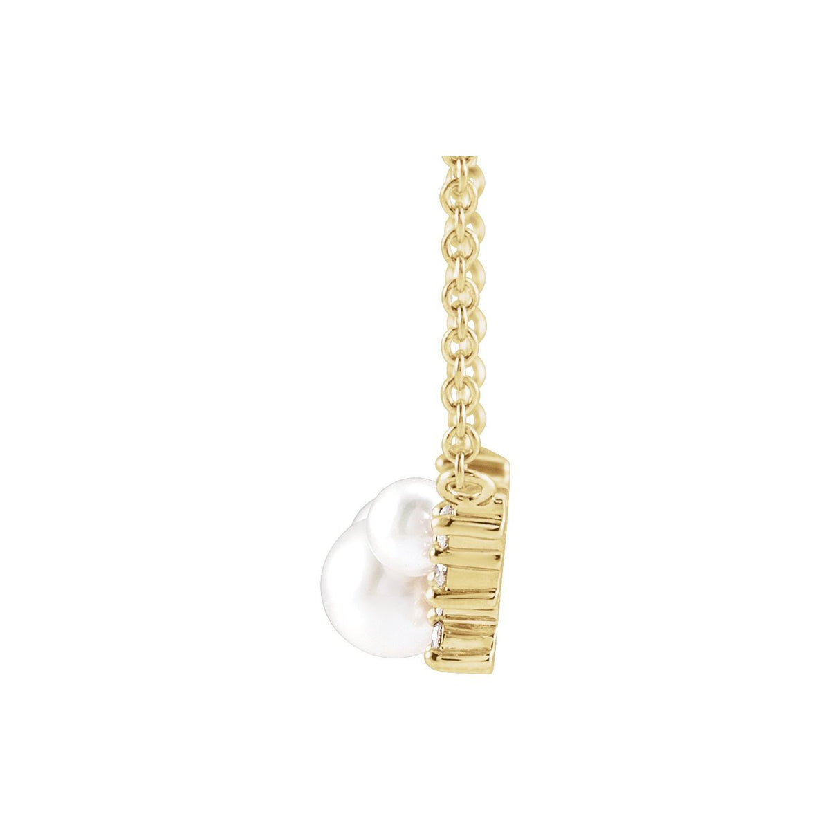 14K Yellow Gold Cultured White Akoya Pearl & .08 CTW Natural Diamond 16" Necklace