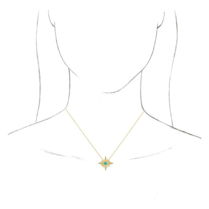 14K Yellow Gold Natural Turquoise & .08 CTW Natural Diamond 16-18" Necklace