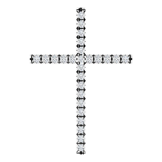14K White Gold 1/4 CTW Natural Diamond Cross Pendant