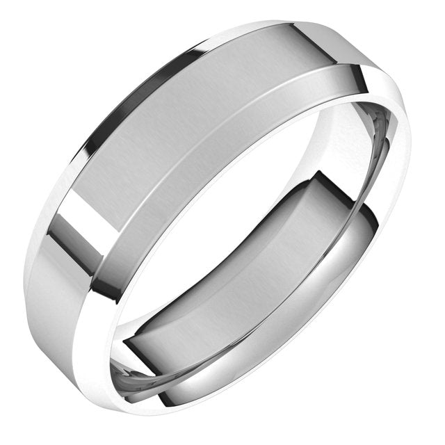 Beveled-Edge Comfort-Fit Flat Band, 7 mm