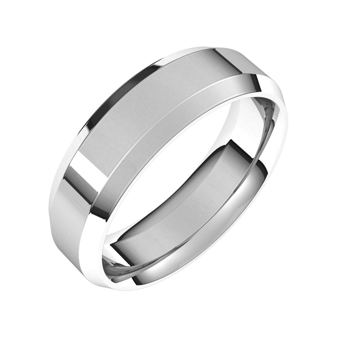 Beveled-Edge Comfort-Fit Flat Band, 7 mm