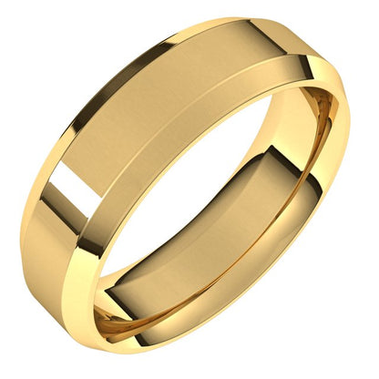 Beveled-Edge Comfort-Fit Flat Band, 7 mm