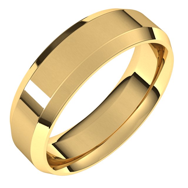 Beveled-Edge Comfort-Fit Flat Band, 7 mm