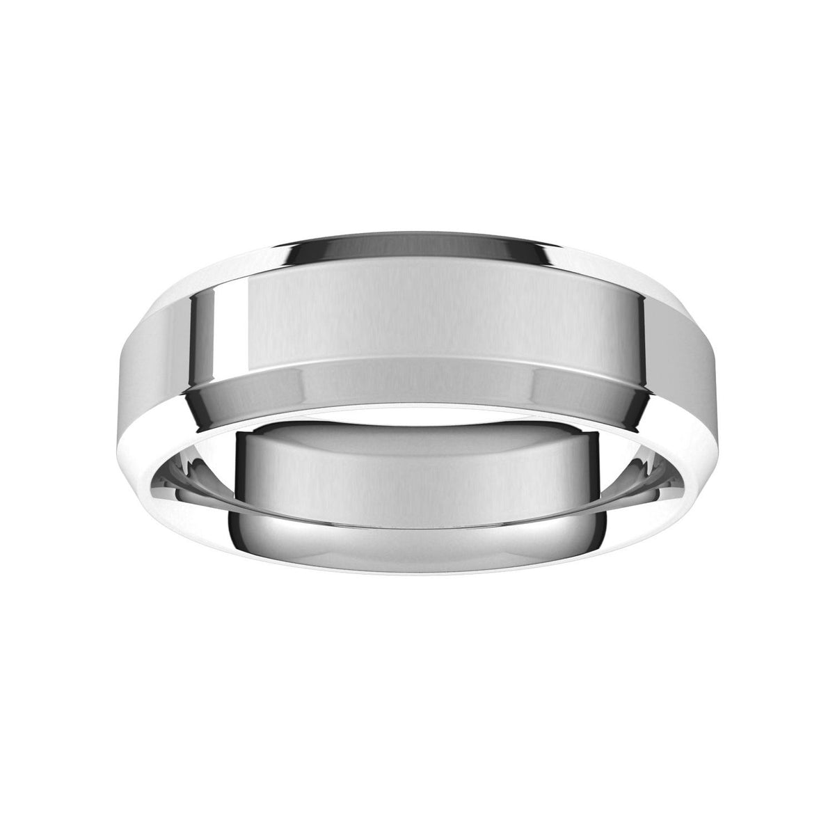Beveled-Edge Comfort-Fit Flat Band, 7 mm