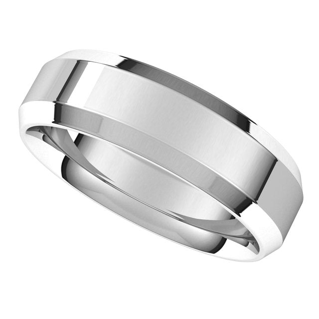 Beveled-Edge Comfort-Fit Flat Band, 7 mm