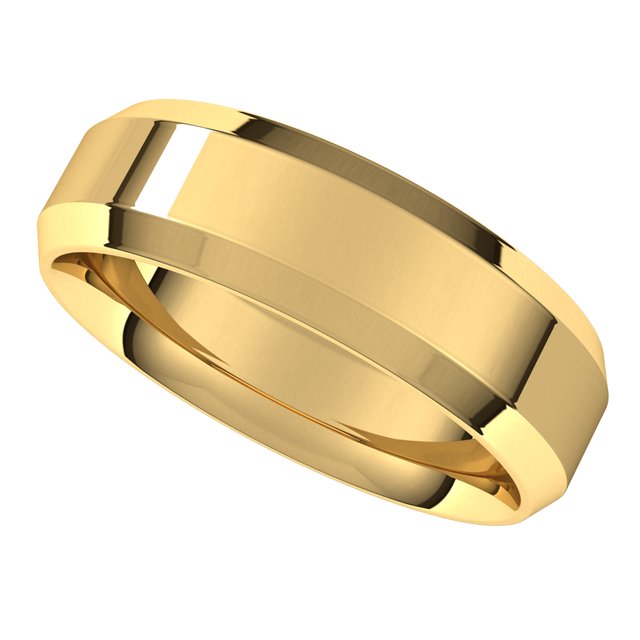 Beveled-Edge Comfort-Fit Flat Band, 7 mm