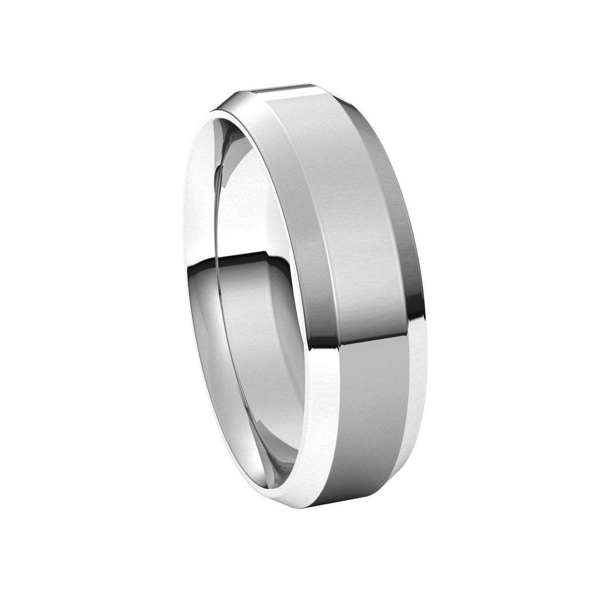 Beveled-Edge Comfort-Fit Flat Band, 7 mm