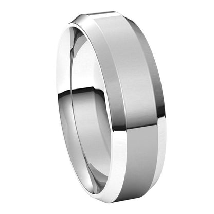 Beveled-Edge Comfort-Fit Flat Band, 7 mm