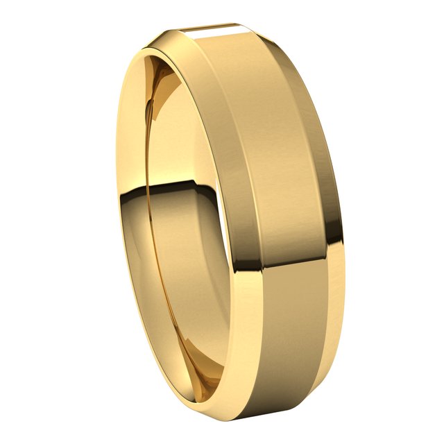 Beveled-Edge Comfort-Fit Flat Band, 7 mm