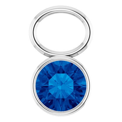 Platinum Lab-Grown Sapphire Bezel-Set Hoop Dangle, 6.17 mm x 8.51 mm