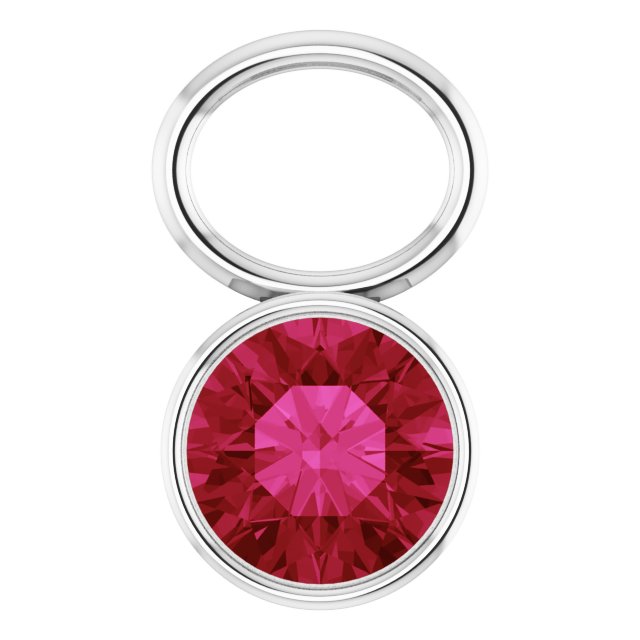 Lab-Grown Ruby Hoop Dangle, 6.17 mm x 8.51 mm