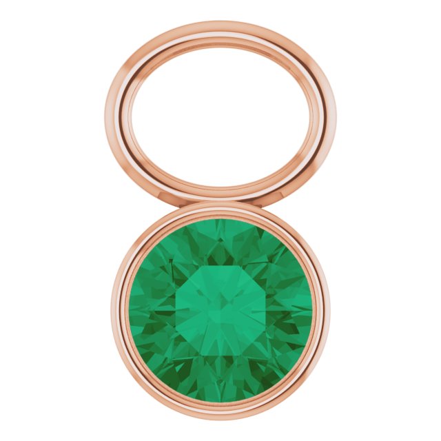 Lab-Grown Emerald Hoop Dangle, 6.17 mm x 8.51 mm