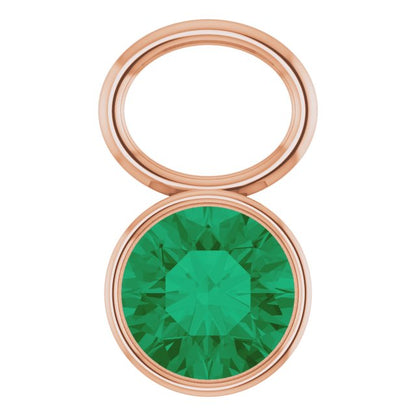 Lab-Grown Emerald Hoop Dangle, 6.17 mm x 8.51 mm