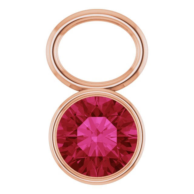 Lab-Grown Ruby Hoop Dangle, 6.17 mm x 8.51 mm