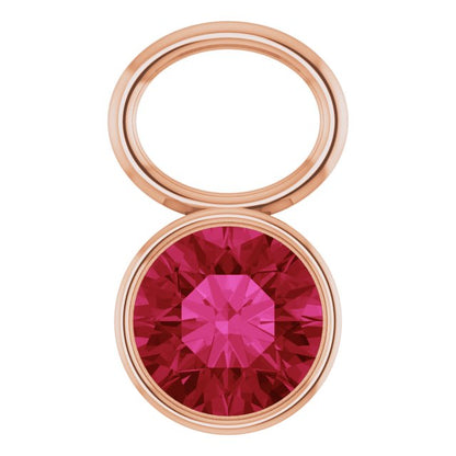 Lab-Grown Ruby Hoop Dangle, 6.17 mm x 8.51 mm