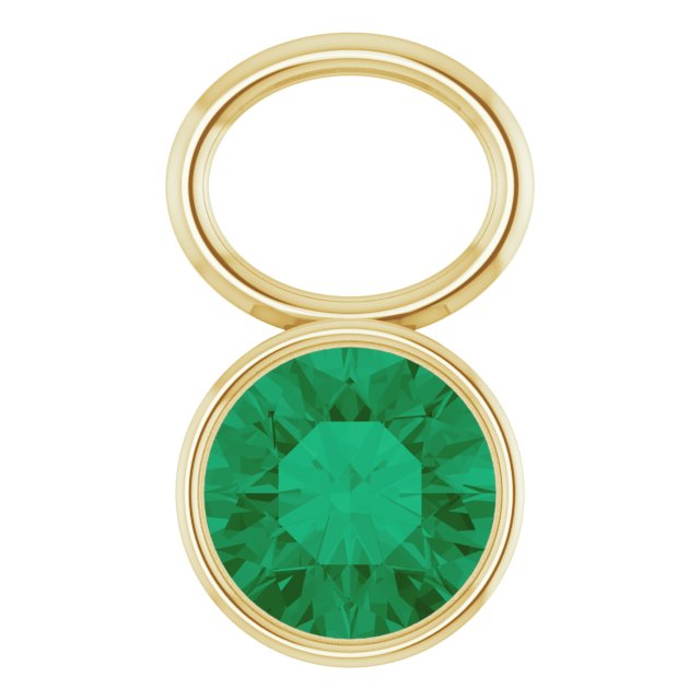 Lab-Grown Emerald Bezel-Set Hoop Dangle, 6.17 mm x 8.51 mm