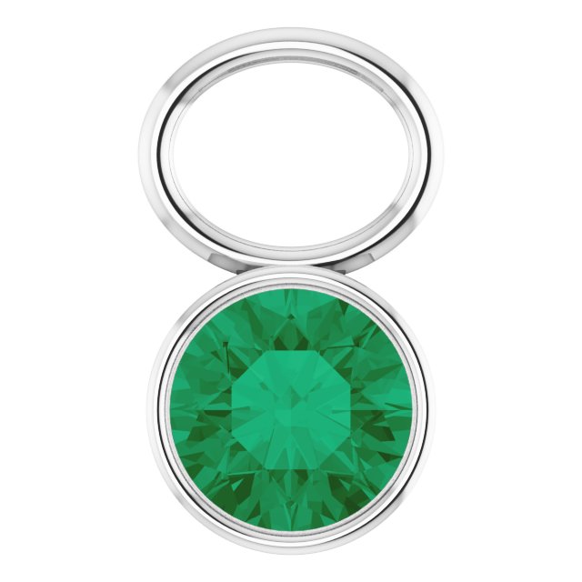 Lab-Grown Emerald Bezel-Set Hoop Dangle, 6.17 mm x 8.51 mm