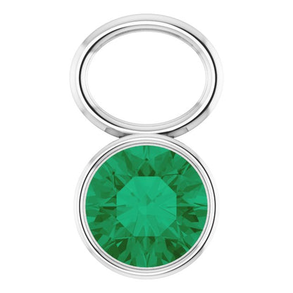 Lab-Grown Emerald Hoop Dangle, 6.17 mm x 8.51 mm