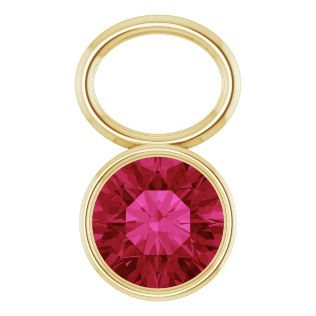 Lab-Grown Ruby Bezel-Set Hoop Dangle, 6.17 mm x 8.51 mm