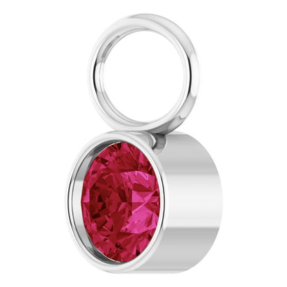 Lab-Grown Ruby Hoop Dangle, 6.17 mm x 8.51 mm